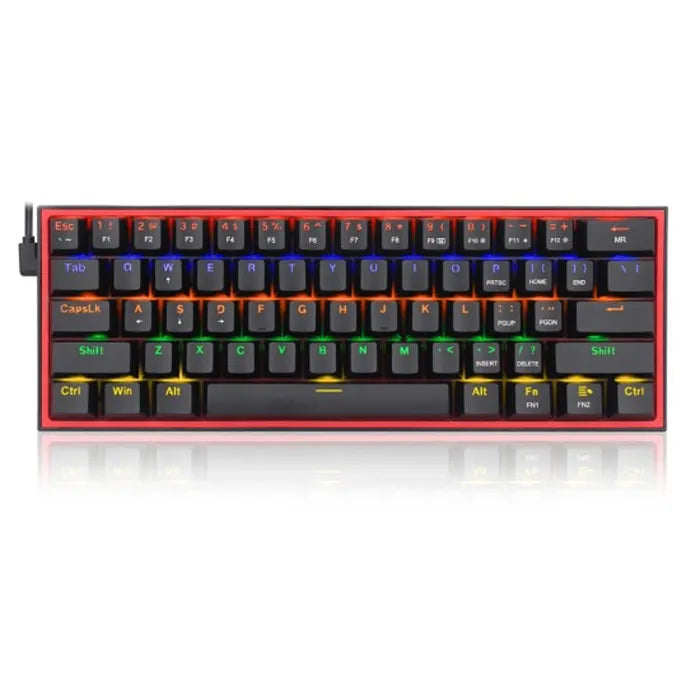 REDRAGON FIZZ K617 RGB USB MINI MECHANICAL GAMING KEYBOARD RED SWITCH 61 KEYS WIRED DETACHABLE CABLE