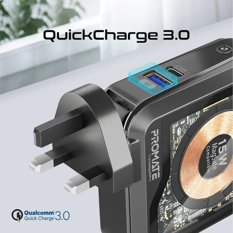 PROMATE TRANSMAG -20PRO شفاف 15W MAGSAFE - أسود - TJRE0YT