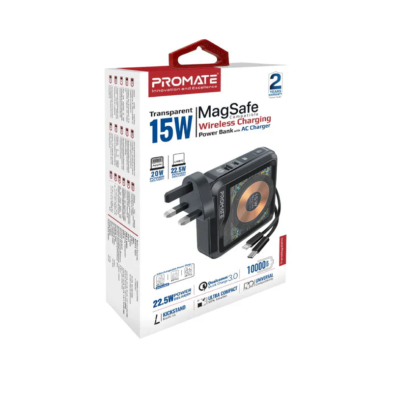 PROMATE TRANSMAG -20PRO شفاف 15W MAGSAFE - أسود - TJRE0YT