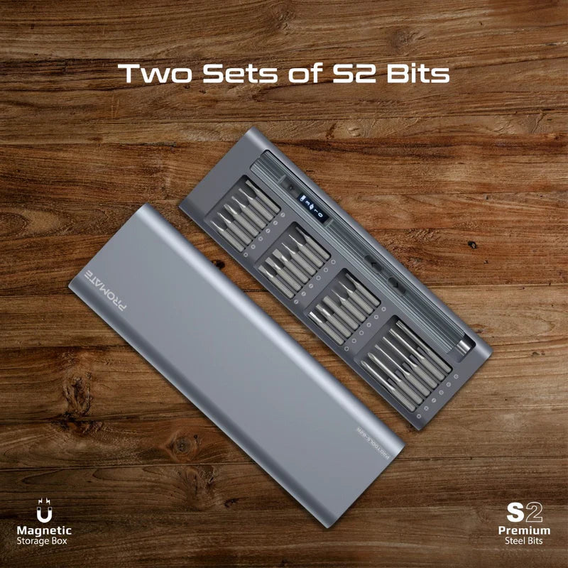 طقم مفك البراغي الكهربائي اللاسلكي المكون من 62 قطعة مع ضوء LED - رمادي - TJR8UPK