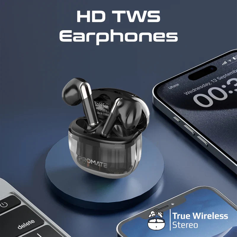 Transparent TWS Earbuds with IntelliTouch - Black - TJRZE0A