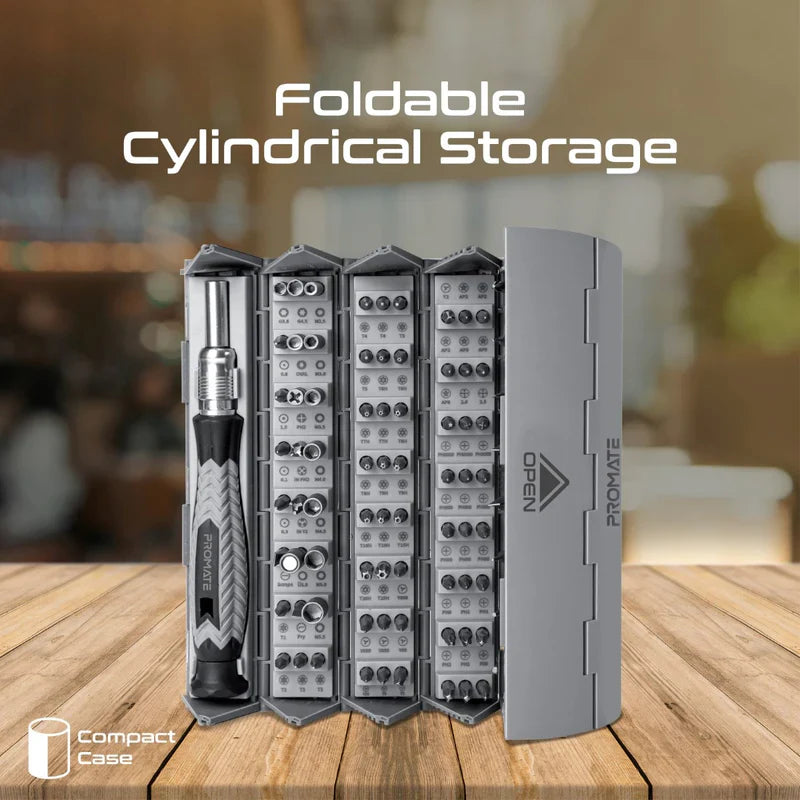 طقم مفك البراغي المغناطيسي الأسطواني البالغ 126 قطعة - رمادي - TJR048Z