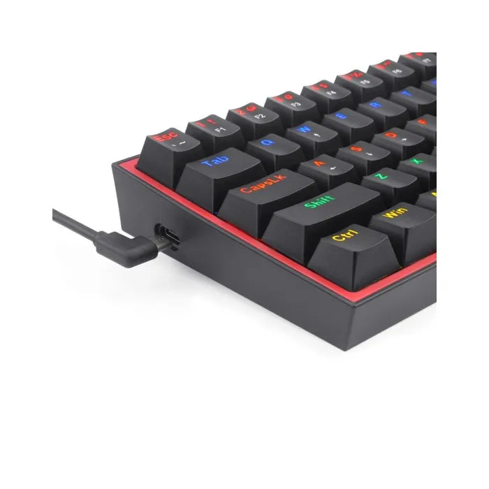 REDRAGON FIZZ K617 RGB USB MINI MECHANICAL GAMING KEYBOARD RED SWITCH 61 KEYS WIRED DETACHABLE CABLE