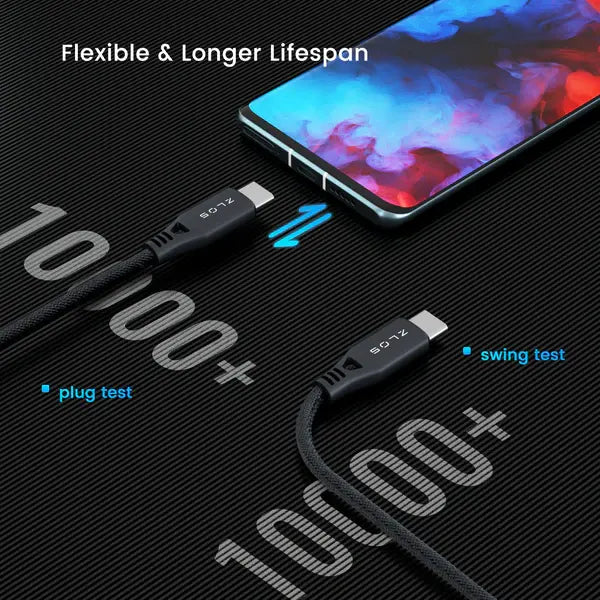 ZLOS USB-C to USB-C Cable leather strap included