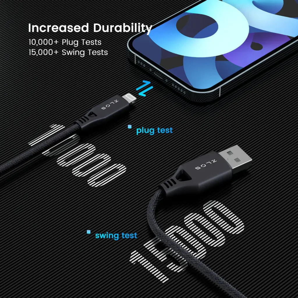 ZLOS USB-A to Lightning Cable leather strap included