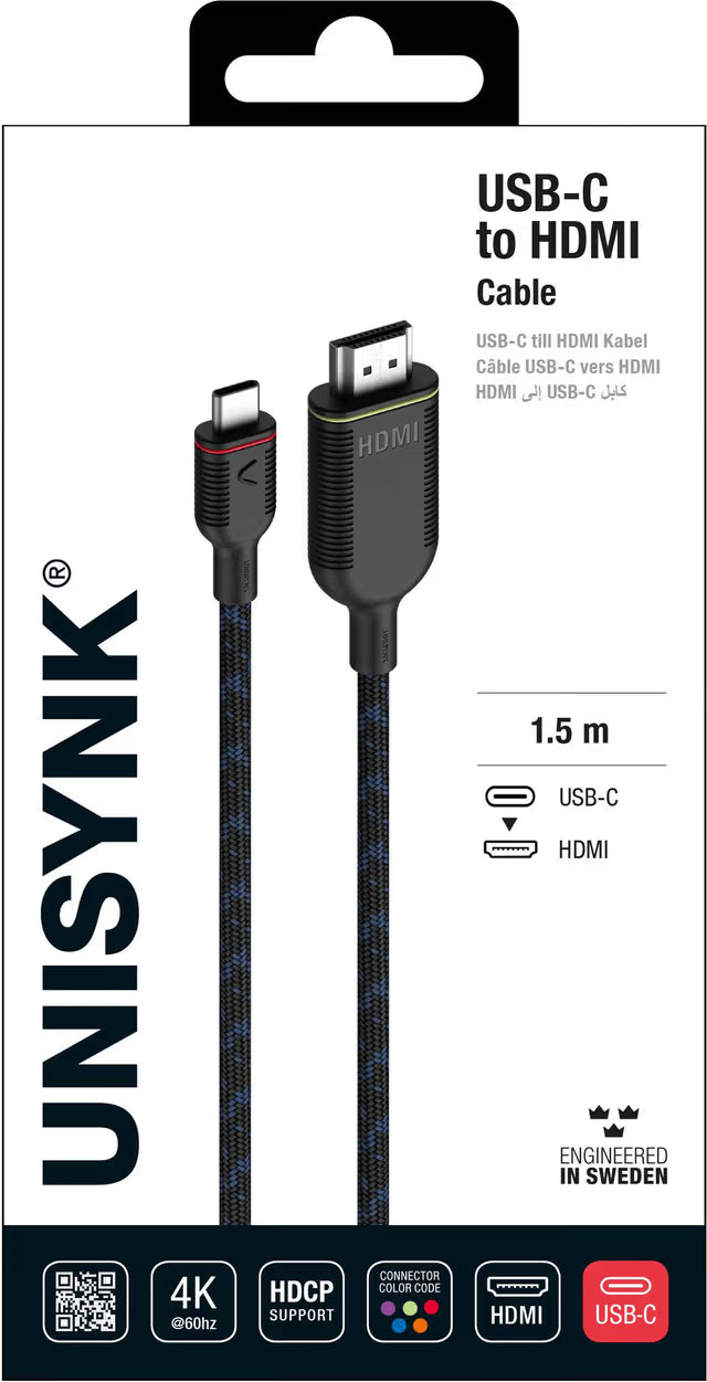 Unisynk Usb-C To Hdmi Cable 1.5M Black