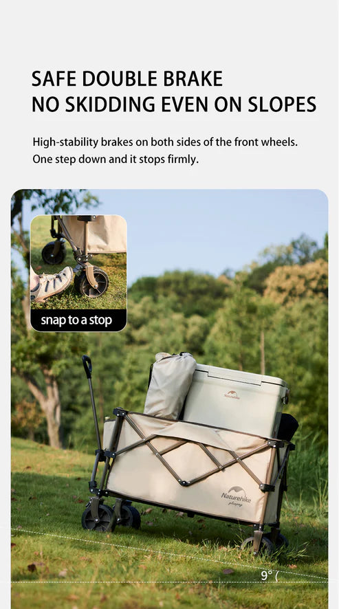 Naturehike TC03 Four-Way With Brakes Folding Trolley - Chestnut Brown