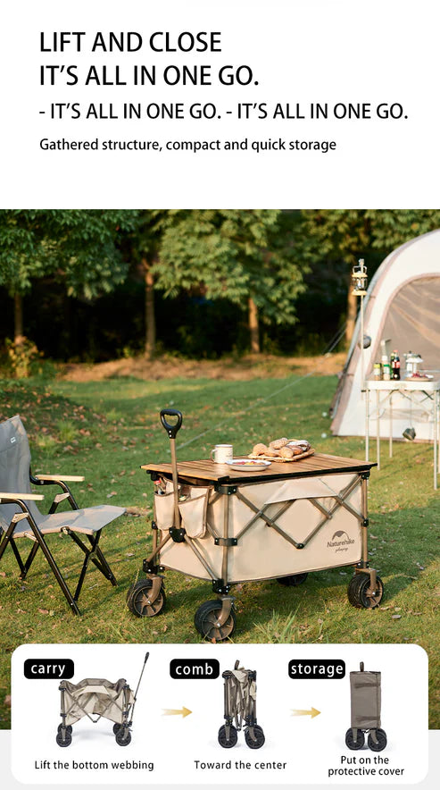 Naturehike TC03 Four-Way With Brakes Folding Trolley - Chestnut Brown