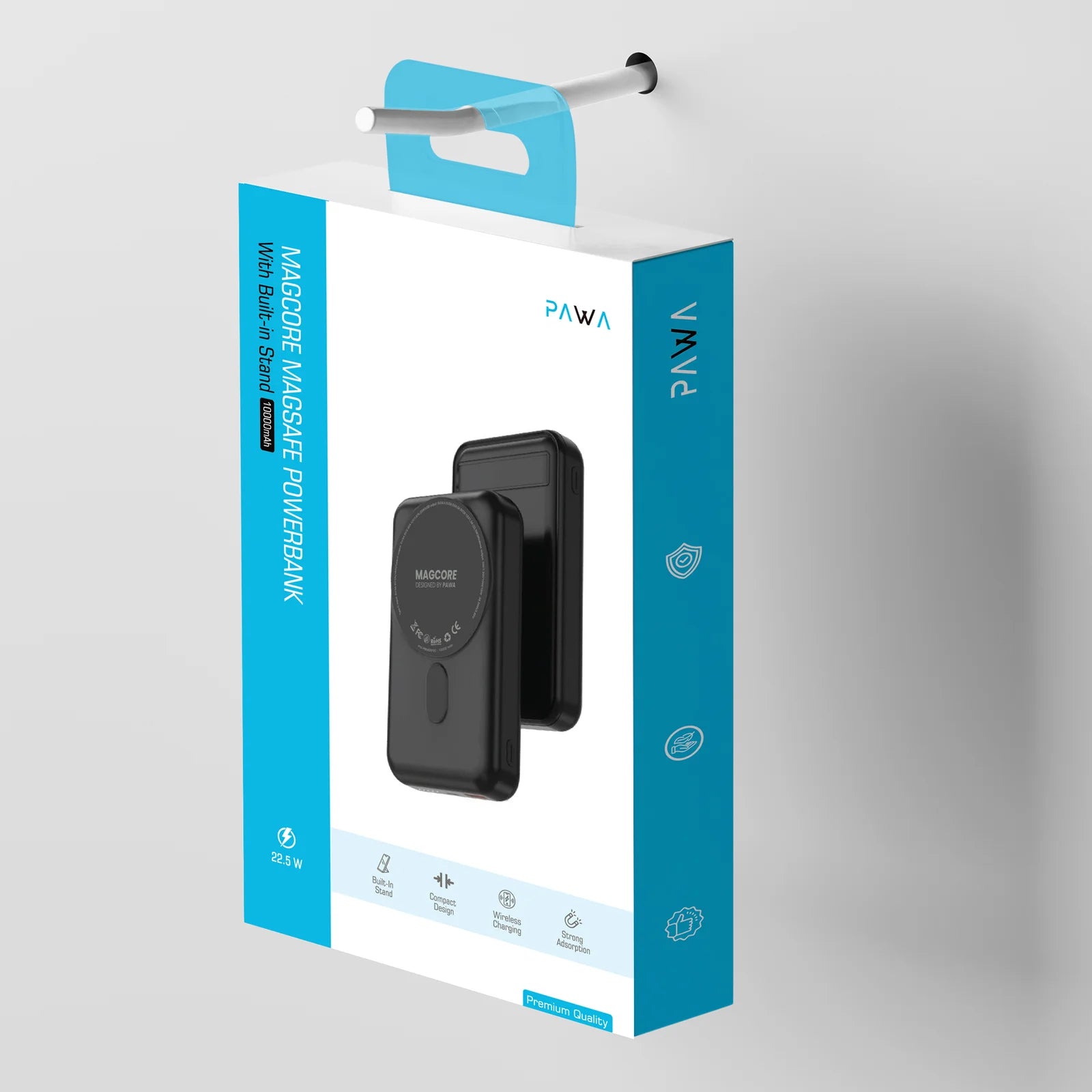 Pawa Magcore Magsafe PD22.5W Powerbank with Built in stand - Black