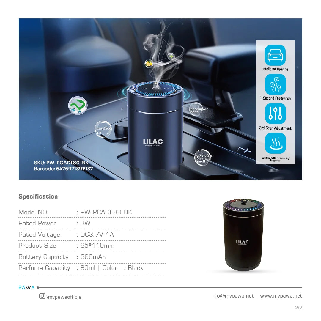 Pawa Lilac Aroma Diffuser with Starry Light