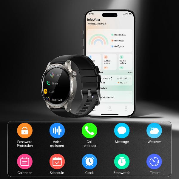 سلسلة Smartwatch JR -FV1 Series JR -FV1 مع خيار الرد على المكالمات - رمادي