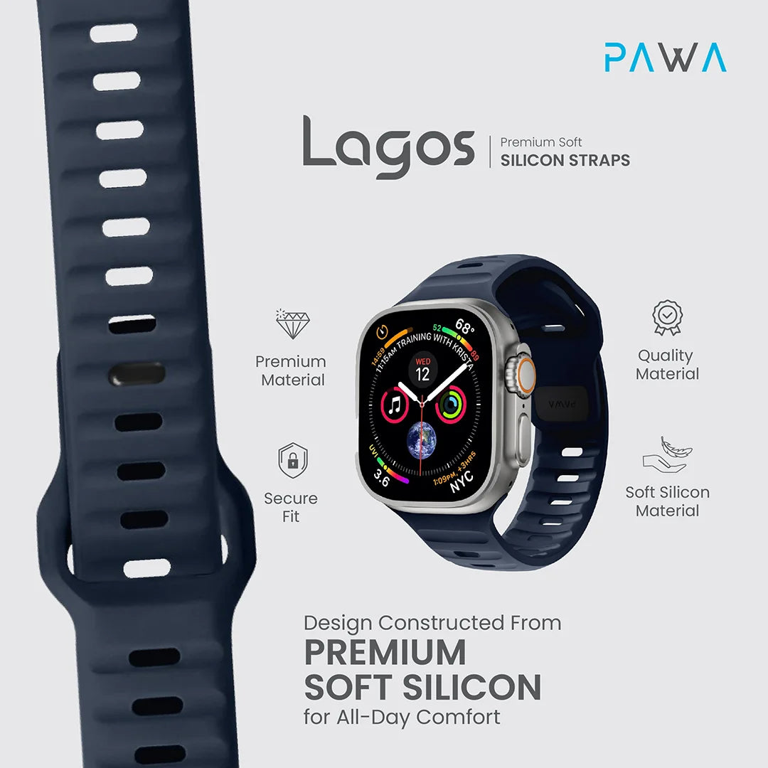Pawa Lagos Premium Soft Silicon Strap 45/49MM - Atlantic Blue