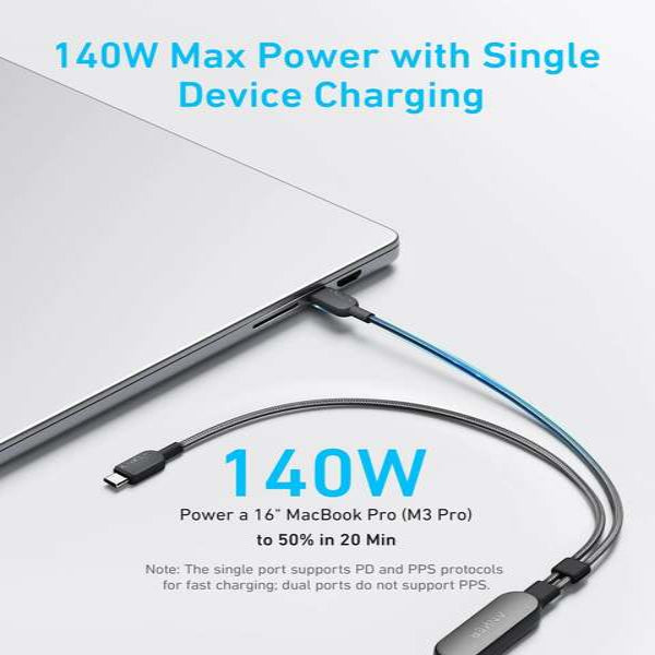 Anker 2-in-1 USB-C to USB-C Cable 140W (1.2m/4ft) -Black