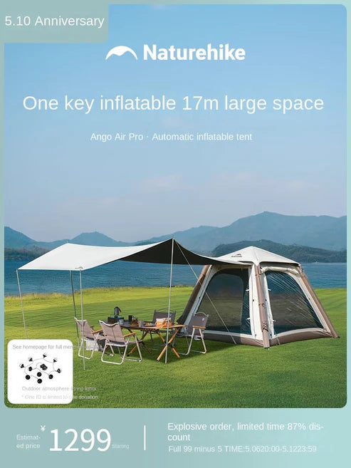 Naturehike Ango Pro Inflatable Tent - Khaki - Brown (240*240*180)