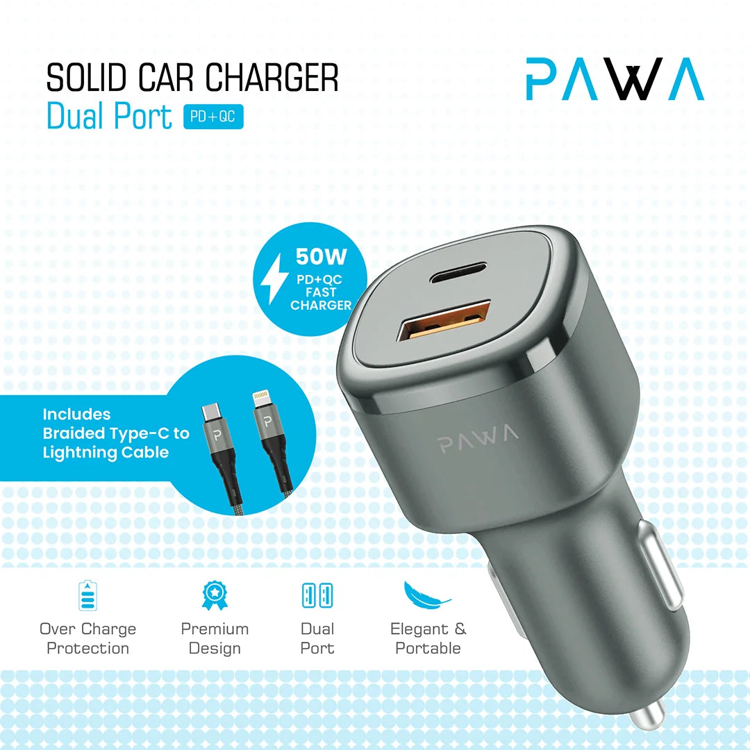 Pawa Solid Car Charger PD 48W+ QC
