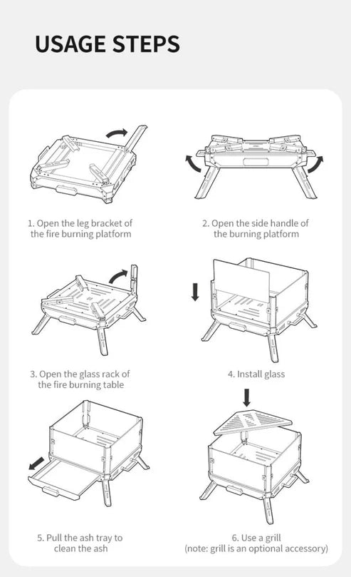 Naturehike Glass Fire Stove - Stainless Steel (46×45.5×30)