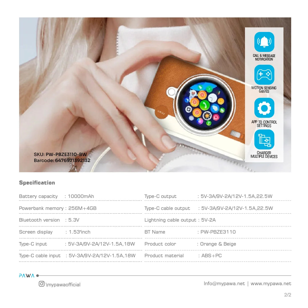 Pawa Prima smart powerbank with APP & Touch display 22.5W