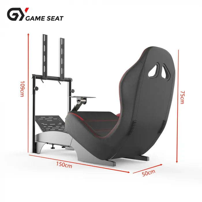 Gameseat Gy-Extreme Racing Simulator Cockpit With Monitor Mount – Black/Red | Fully Adjustable Steel Frame & Sport Seat Gy046-2