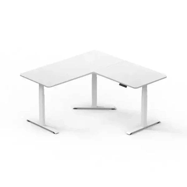 Gamvity L Shape Standing Ergonomic 3 Legs Stand Up Modern Furniture Table Electric Height Adjustable Desk - White