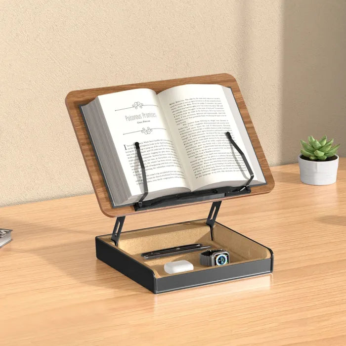 Gamvity Multi-Function Adjustable Wooden & Aluminum Laptop Stand with Storage Base