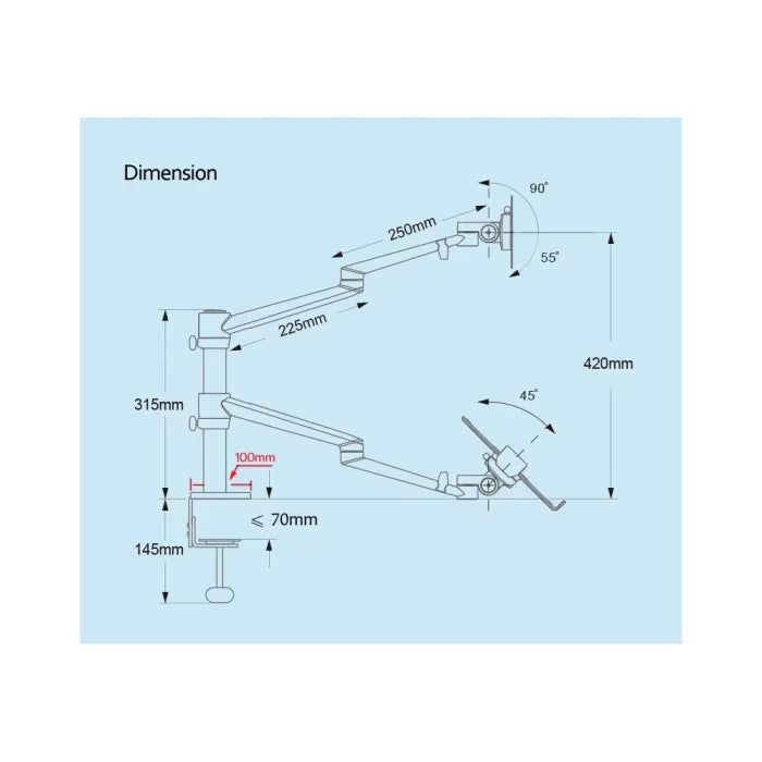 Gamvity OL-10T Full-Motion Triple Mount – Dual 17–32