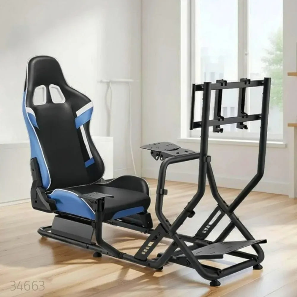 Gamvity Racing Simulator Cockpit With Monitor Mount Lrs09-Bs03 - Black/Blue