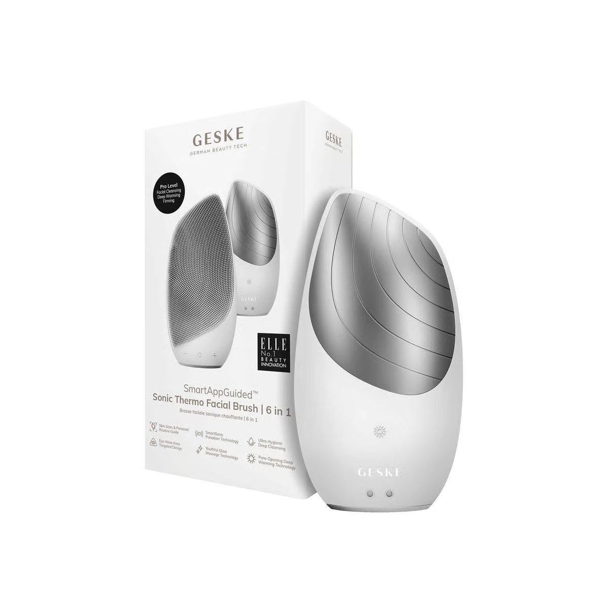 GESKE Face Care - Sonic Thermo Facial Brush - 6 In 1 -Grey