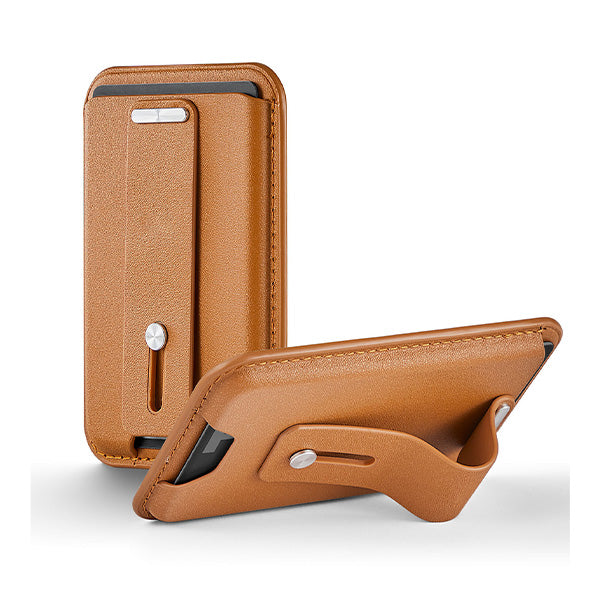 iEngage Magsafe Wallet With Finger Grip Holder (Brown)