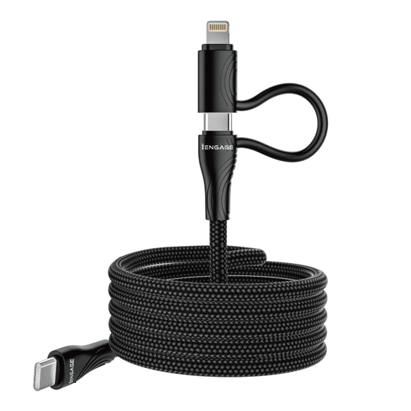 iEngage Magnetic C To C Cable 60W with Lightning Adapter(27W) (Black)