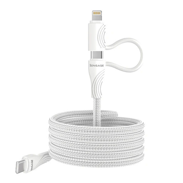 iEngage Magnetic C To C Cable 60W With Lightning Adapter(27W) (White)