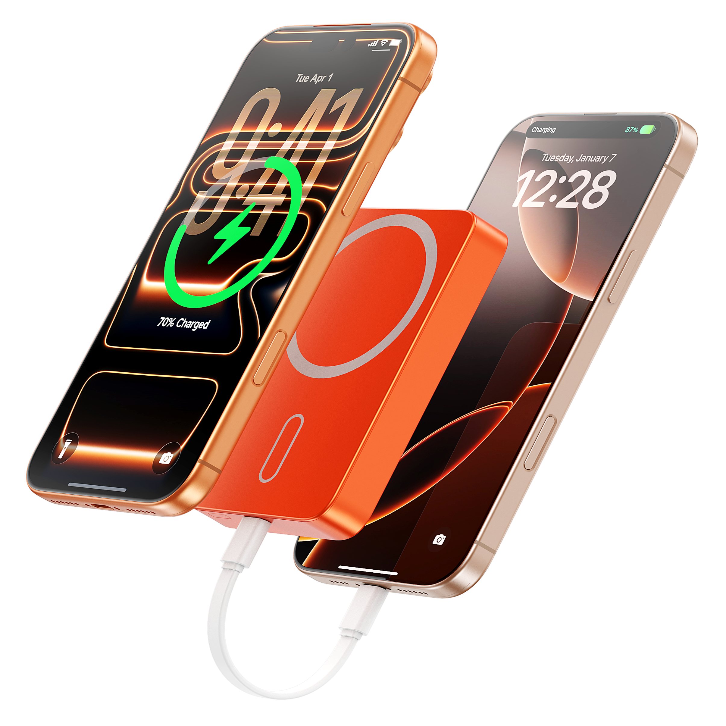 iEngage 10000mAh Semi Solid Battery Wireless Charging Powerbank (Orange)