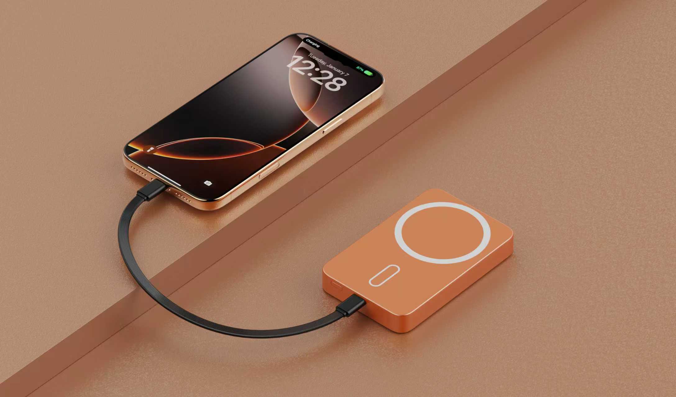 iEngage 10000mAh Semi Solid Battery Wireless Charging Powerbank (Orange)