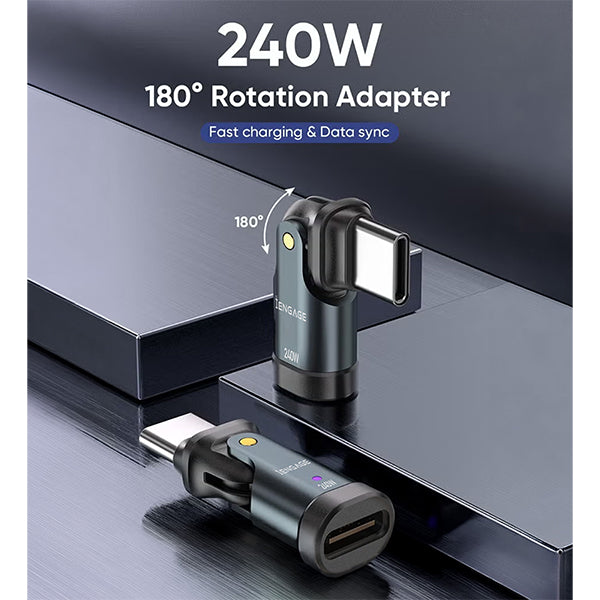 iENGAGE 240W Rotating Head Usb-C Connector (48V/5A) (Black)