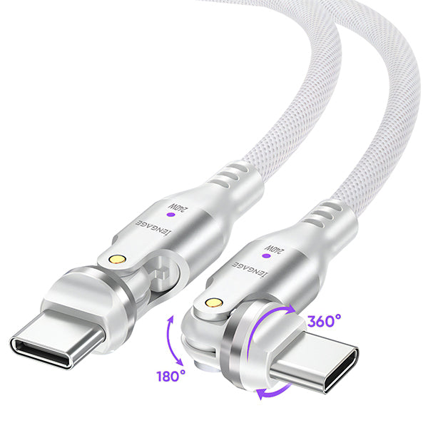 iENGAGE 240W Rotating Head Usb-C Cable(48V/5A) (White)