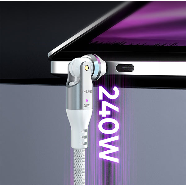 iENGAGE 240W Rotating Head Usb-C Cable(48V/5A) (White)
