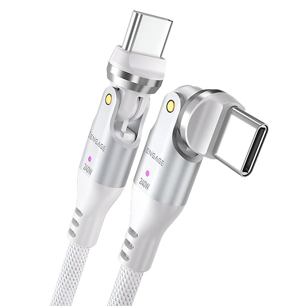 iENGAGE 240W Rotating Head Usb-C Cable(48V/5A) (White)
