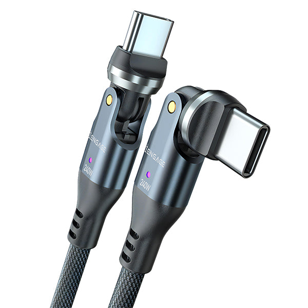 iENGAGE 240W Rotating Head Usb-C Cable(48V/5A) (Black)