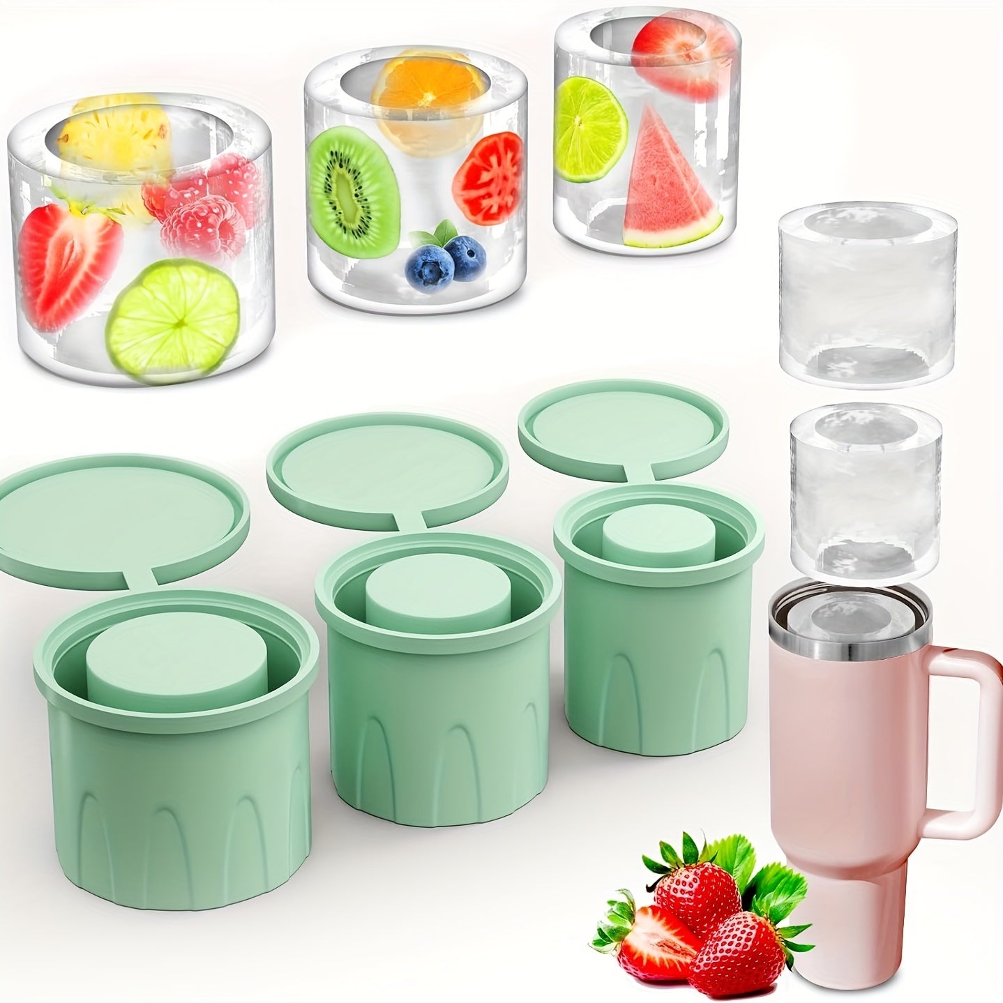 صينية مكعبات الثلج من السيليكون لستانلي (3 قطع) (أخضر) 