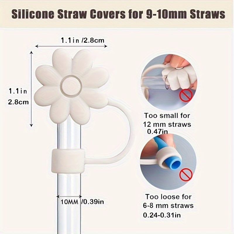 FLOWER SHAPE SILICONE STRAW CAP FOR STANLEY  (4PC) (CREAM)