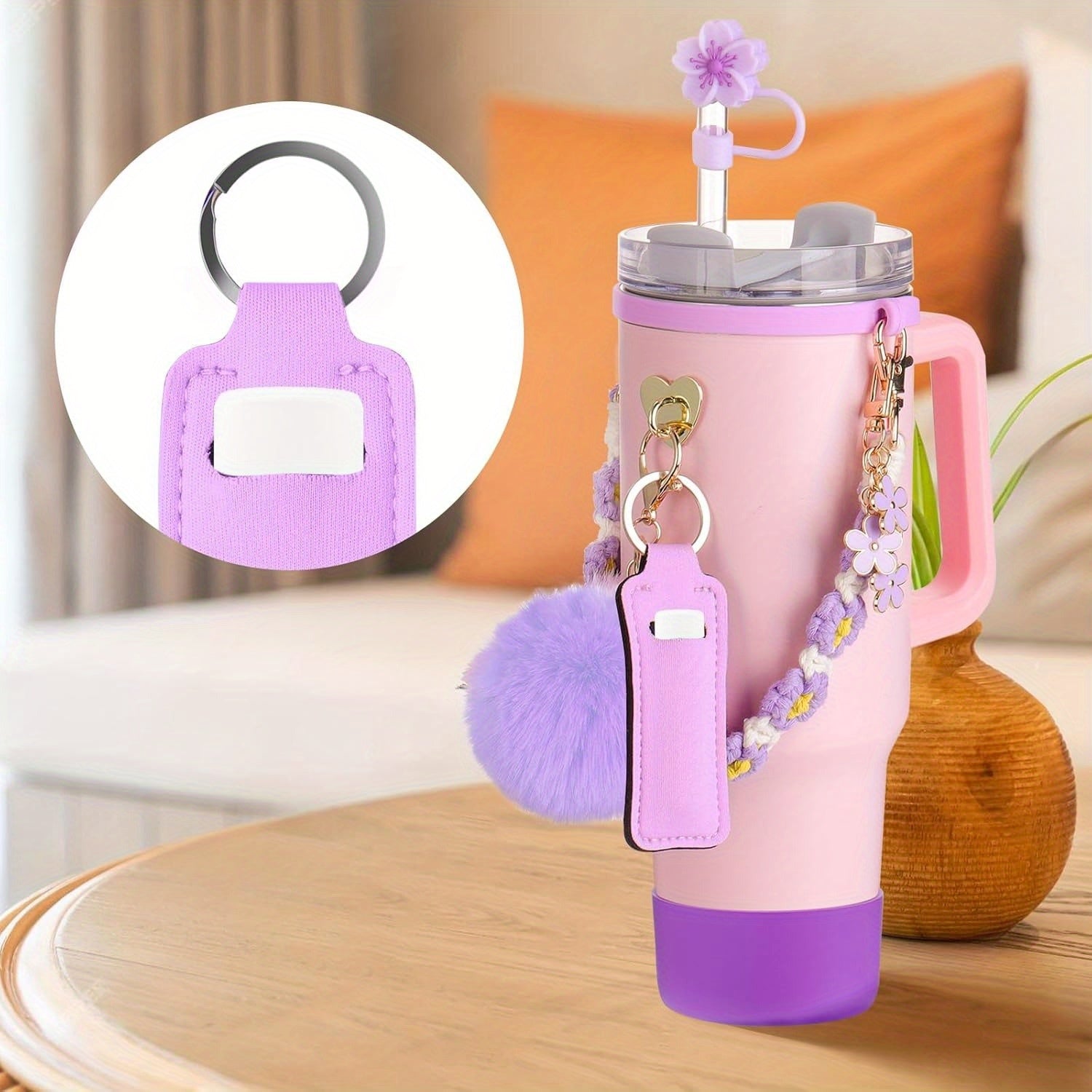 Accessory Set for Stanley 30oz/40oz Tumblers - Handle, Boot, Charms, Lid & Strap - Purple