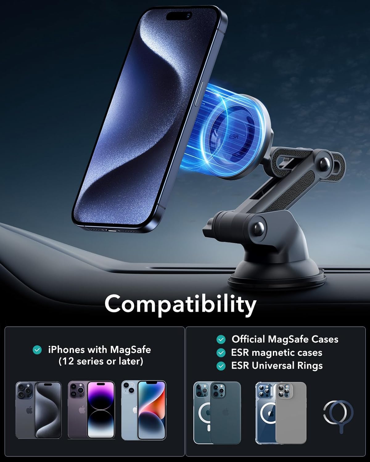 ESR HaloLock Dashboard Phone Mount - Black