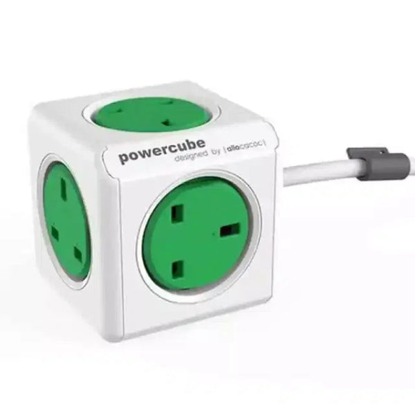 PowerCube ممتدة في المملكة المتحدة 5x قابس+ 1.5 متر أخضر