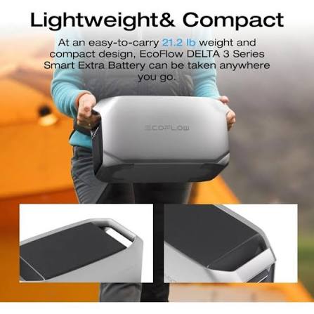 Ecoflow Delta 3 Extra Battery Solar Light Battery (Rechargeable) 20 Ah Life Black, Grey