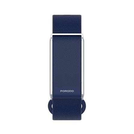 Porodo Trackfit Screenless Silicone Fitband Blue Strap Silver Case