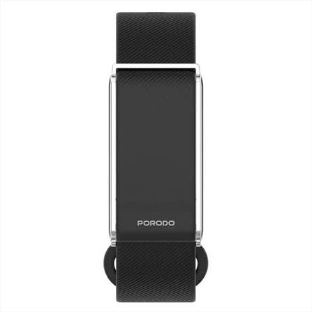 Porodo Trackfit Screenless Silicone Fitband Silver Case Black Strap