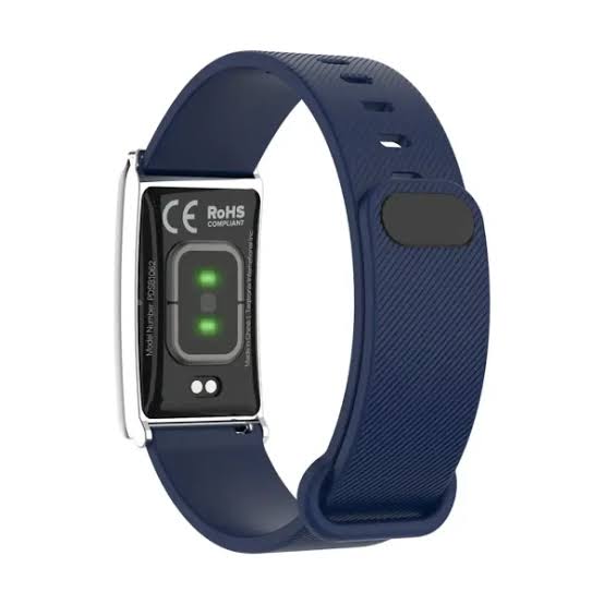 Porodo Trackfit Screenless Silicone Fitband Blue Strap Silver Case