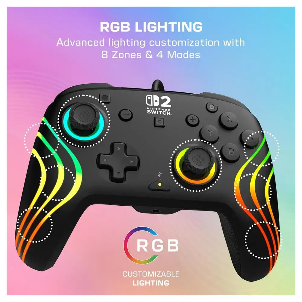 Turtle Beach Nintendo Switch 2 Afterglow Wave Wird Rgb Gaming Controller - Black