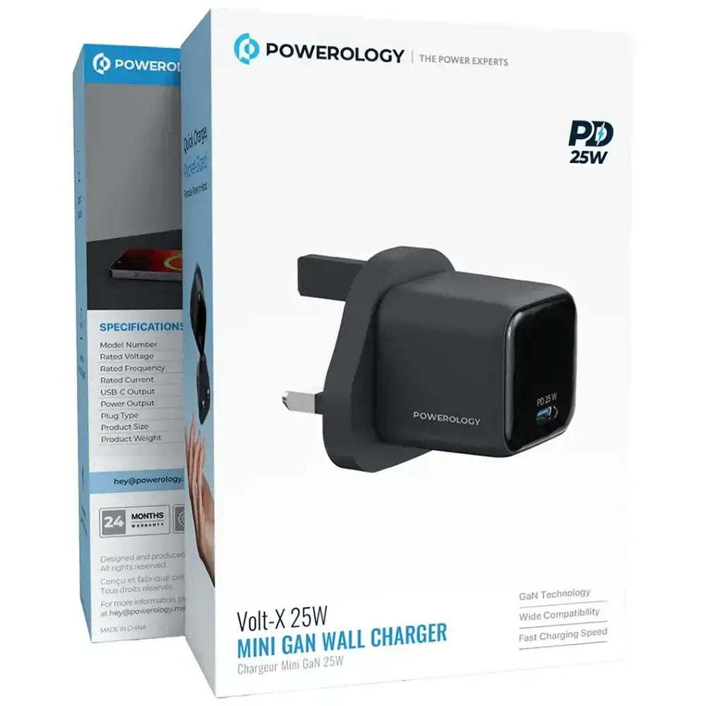 Powerology Volt-X 25W mini GaN wall charger - Black