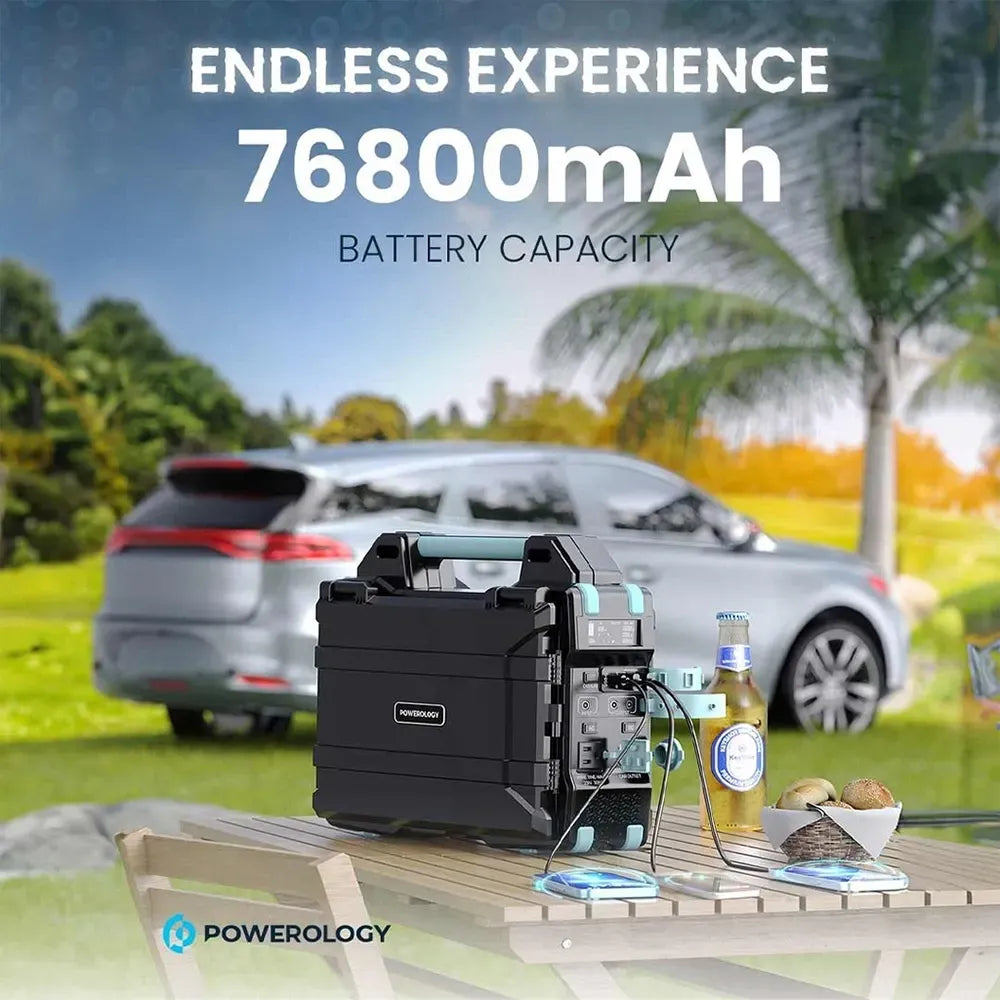 Powerology Portable Solar Power Generator 284wh 300w Qc - Black