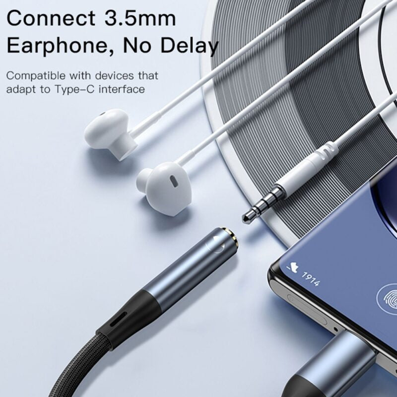 YESIDO YAU38 15CM Type-C Male to 3.5mm Female AUX Cable